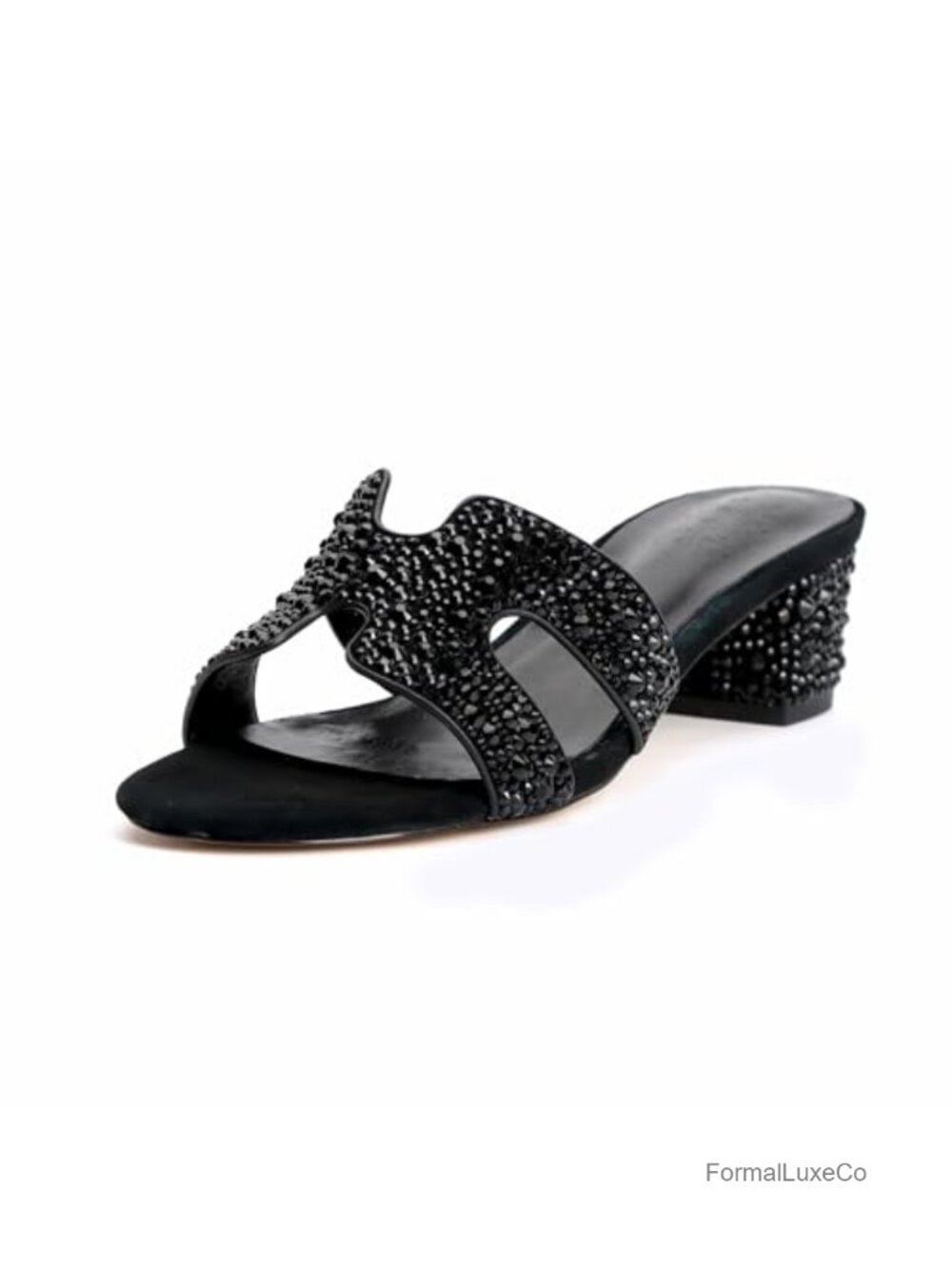 Rhinestone Block Heel Sandals Suede Wedding Evening Dress Shoes
